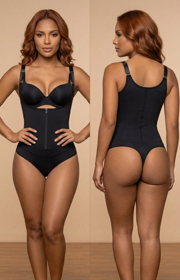 Faja Body Estilo Colombiana con cremallera y broche, alta compresión